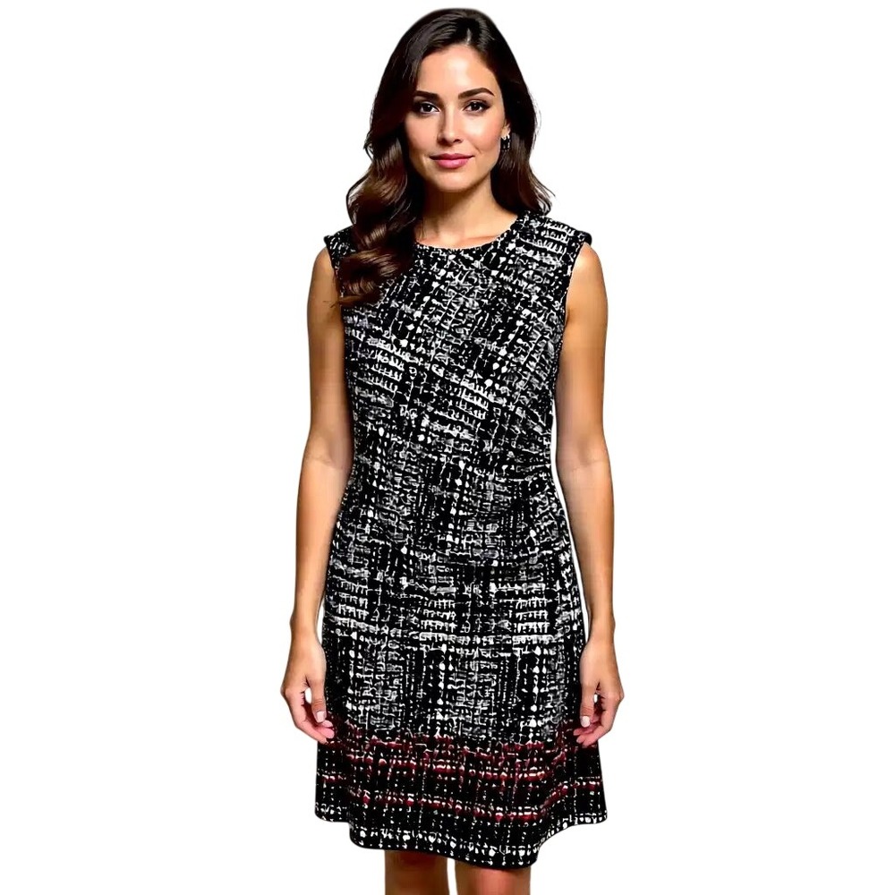Studio One New York Women's Black‎ White Abstract Print Sheath Dress Size 12